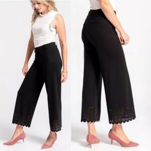 BetaBrand Cropped Laser Cut Hem Pant Black size XL
